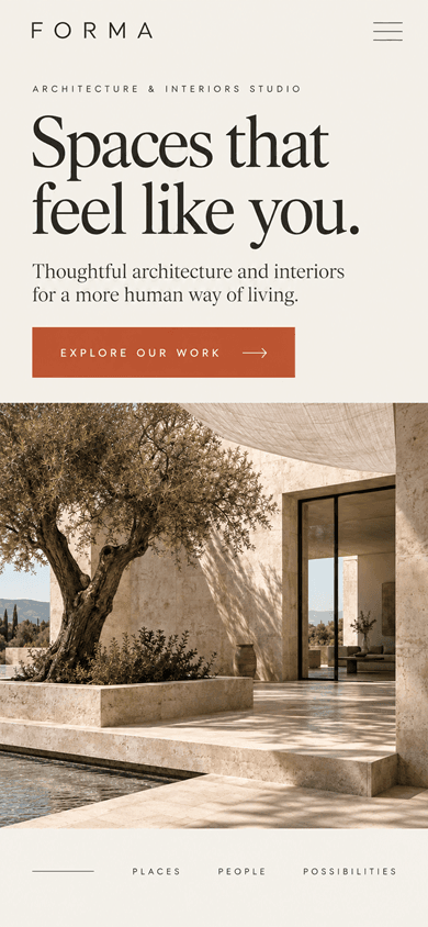 Forma mobile website design concept