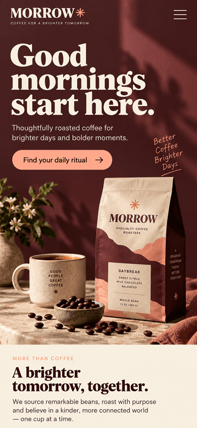 Morrow mobile website design concept