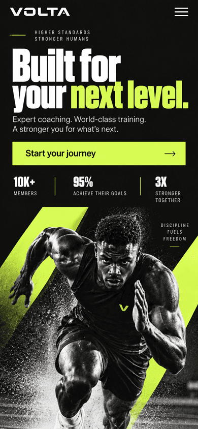 Volta mobile website design concept